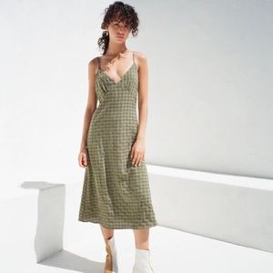 Lisa Says Gah NWT Christy Slip Dress Green Gingham